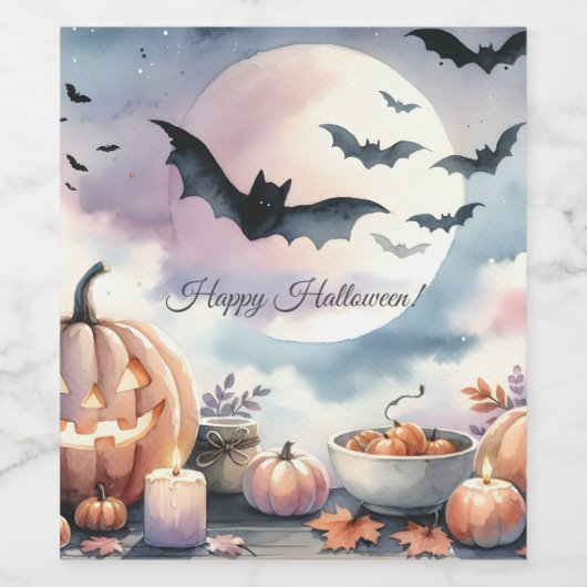 Halloween Wasserfarbe Weinetikett (Einzelnes Label)