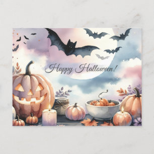 Halloween-Wasserfarben Postkarte