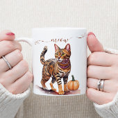 Halloween Wasserfarbenkatze bengalisch mit Kürbis Kaffeetasse