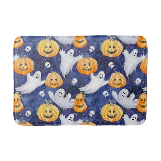Halloween Wasserfarbmuster Badematte (Vorderseite)
