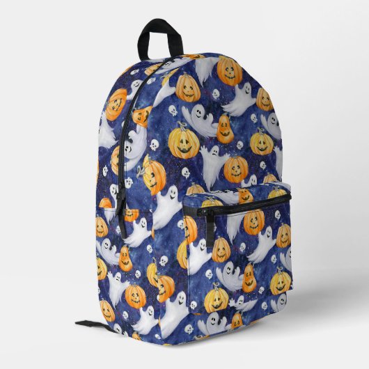 Halloween Wasserfarbmuster Bedruckter Rucksack (Rückseitige Ecke links)