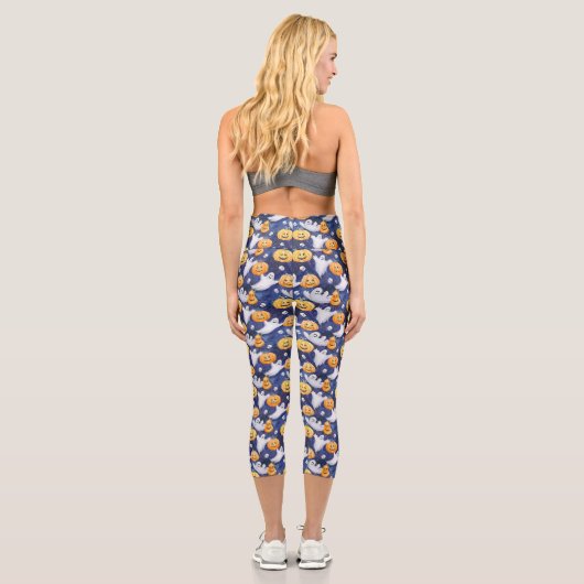 Halloween Wasserfarbmuster Capri Leggings (Rückseite)