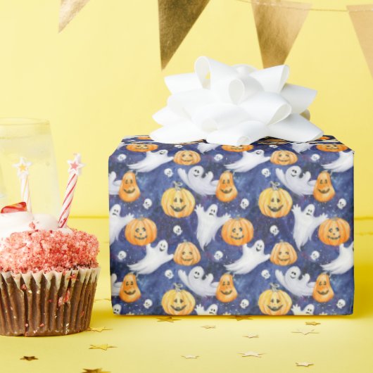 Halloween Wasserfarbmuster Geschenkpapier (Geburtstagsparty)