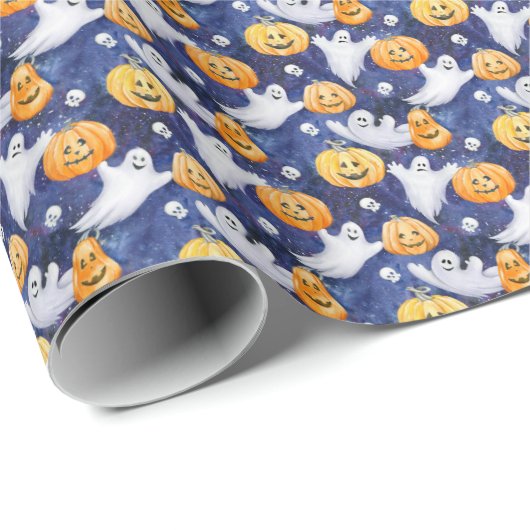 Halloween Wasserfarbmuster Geschenkpapier (Rolleneckpunkt)