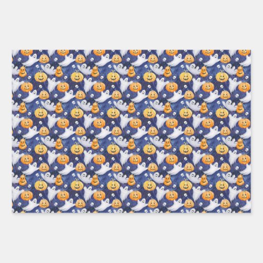 Halloween Wasserfarbmuster Geschenkpapier Set (Vorderseite 2)