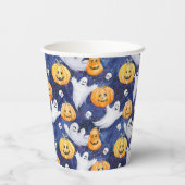 Halloween Wasserfarbmuster Pappbecher (Rückseite)