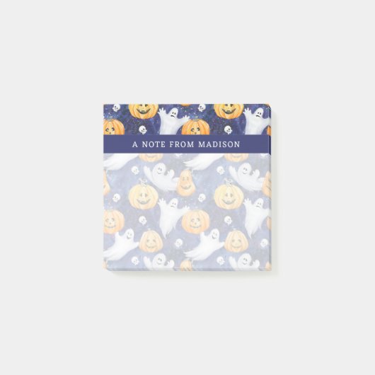 Halloween Wasserfarbmuster Post-it Klebezettel (Vorderseite)