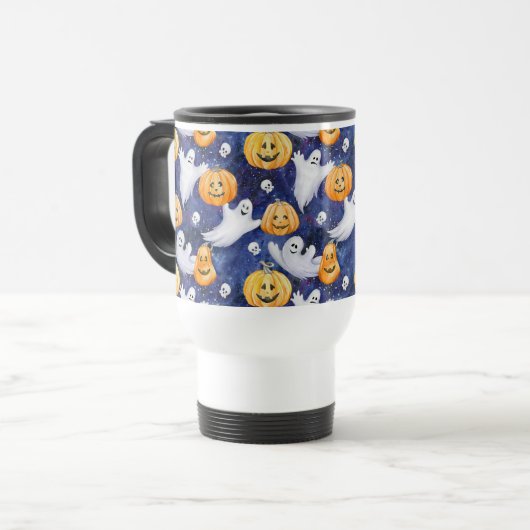 Halloween Wasserfarbmuster Reisebecher (Vorderseite Links)