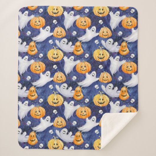 Halloween Wasserfarbmuster Sherpadecke (Vorderseite)