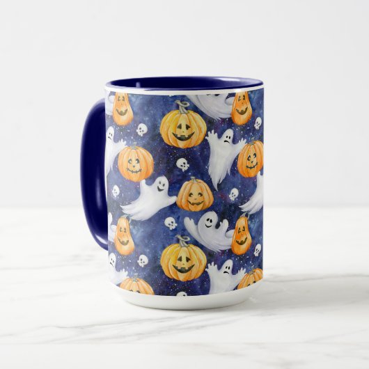 Halloween Wasserfarbmuster Tasse (Vorderseite Links)