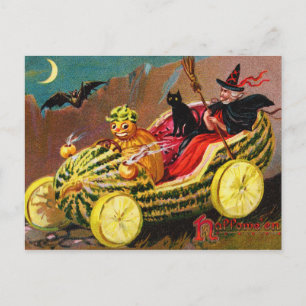 Halloween-Wassermelonen-Kutsche Postkarte