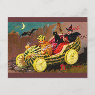 Halloween-Wassermelonen-Kutsche Postkarte
