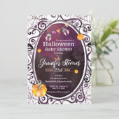 Halloween Watercolor Babydusche Party Einladung (Stehend Vorderseite)