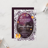 Halloween Watercolor Babydusche Party Einladung (Vorderseite/Rückseite Beispiel)