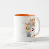 Halloween Watercolor Ghost Spooky Niedlich Zweifarbige Tasse (VorderseiteRechts)