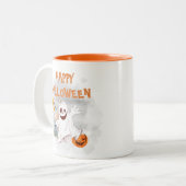 Halloween Watercolor Ghost Spooky Niedlich Zweifarbige Tasse (Vorderseite Links)
