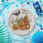Halloween Watercolor Happy Pumpkins Pappteller (Party)