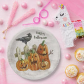 Halloween Watercolor Happy Pumpkins Pappteller (Party)