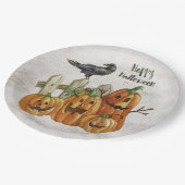 Halloween Watercolor Happy Pumpkins Pappteller (Schrägansicht)