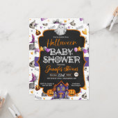 Halloween Watercolor Kinderdusche Einladung (Vorderseite/Rückseite Beispiel)