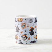 Halloween Watercolor Pumpkin Cat Skull Pattern Kaffeetasse (Mittel)