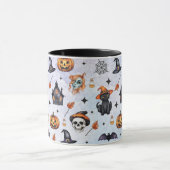 Halloween Watercolor Pumpkin Cat Skull Pattern Tasse (Zentrum)