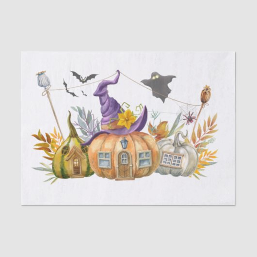 Halloween Watercolor Pumpkins Seidenpapier (Vorderseite)