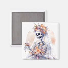 Halloween Watercolor Skeleton Magnet