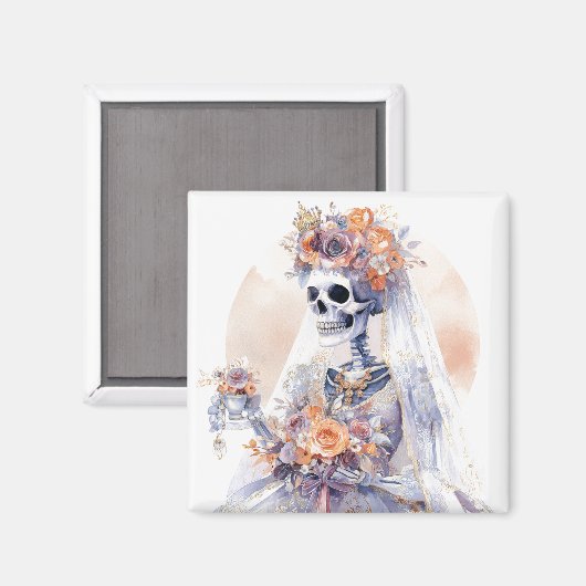 Halloween Watercolor Skeleton Magnet (Vorderseite/Rückseite)