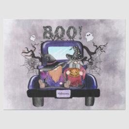 Halloween Watercolor Truck Gnomes Seidenpapier