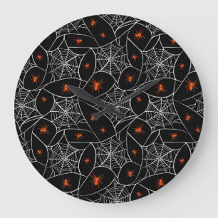 Halloween Web und Spinnen Hintergrund. Große Wanduhr