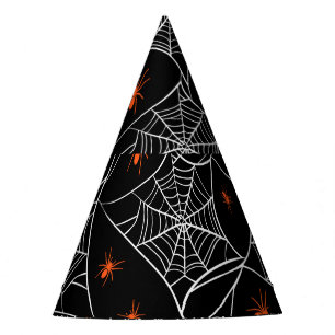 Halloween Web und Spinnen Hintergrund. Partyhütchen