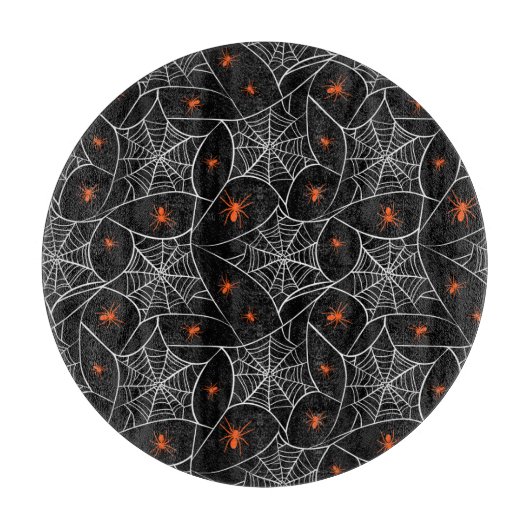 Halloween Web und Spinnen Hintergrund. Schneidebrett (Vorderseite)