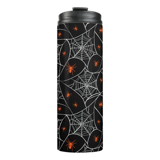 Halloween Web und Spinnen Hintergrund. Thermosbecher (Vorderseite)