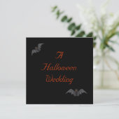 Halloween Wedding - Bat Duo [a] Einladung (Stehend Vorderseite)