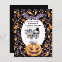 HALLOWEEN Wedding Einladende Skulls Pumpkin