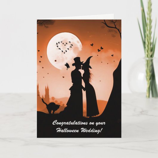 Halloween Wedding Niedlichen Couple Top Hat and He Karte (Vorderseite)
