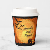Halloween Wedding Personalize Names Hot Cold Pappbecher (Rückseite)