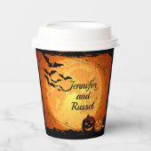 Halloween Wedding Personalize Names Hot Cold Pappbecher (Vorderseite)
