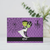 Halloween Wedding RSVP Bride von Frankenstein (Stehend Vorderseite)