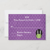 Halloween Wedding RSVP Bride von Frankenstein Karte (Rückseite)