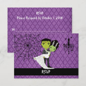 Halloween Wedding RSVP Bride von Frankenstein Karte (Vorne/Hinten)