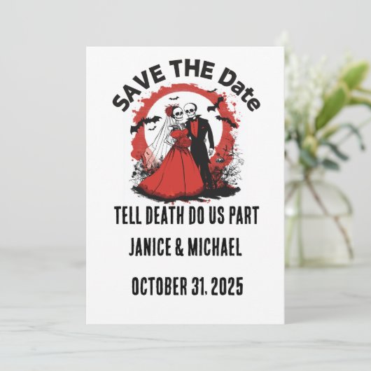 Halloween Wedding Save the Date (Stehend Vorderseite)