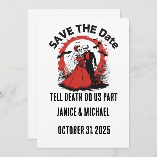 Halloween Wedding Save the Date (Vorne/Hinten)