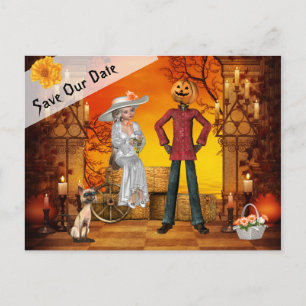 Halloween Wedding Save the Date Ankündigungspostkarte