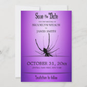 Halloween Wedding Save the Date Card Lila Spider (Rückseite)