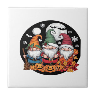 Halloween Weihnachten Erntedankfest Gnome Klassisc Fliese