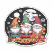 Halloween Weihnachts-Erntedank Gnomes Classic T- Aufkleber (Vorderseite)
