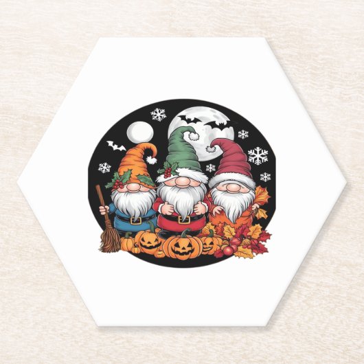 Halloween Weihnachts-Erntedank Gnomes Classic T- Untersetzer (Vorderseite)