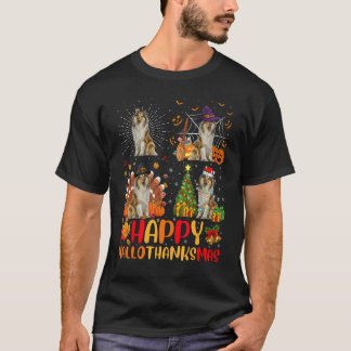 Halloween Weihnachtsfest Collie Dog Hallothanko T-Shirt